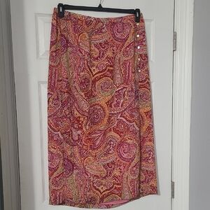 JH Collectibles Paisley Midi Skirt - Red and Pink